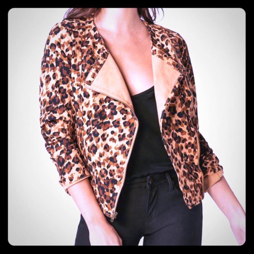 Leopard print motto jacket