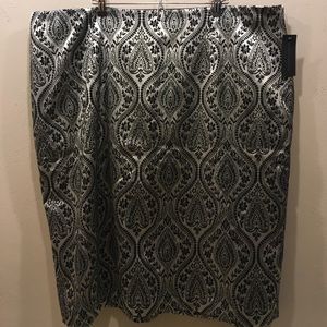 Beautiful Silver and Black Brocade Pencil Skirt