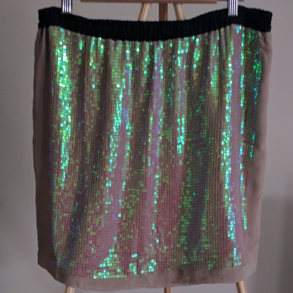 BCBG MaxAzria Pumice Silk Chiffon Sequin Skirt