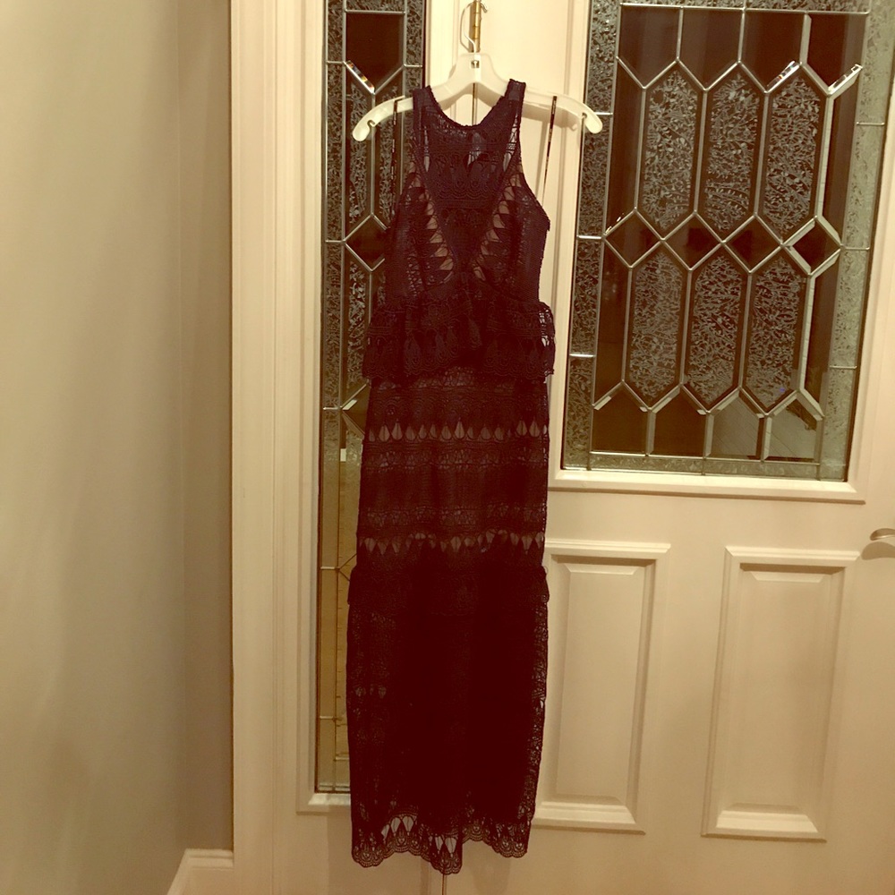 Self-Portrait Dress Size 2 Navy Long