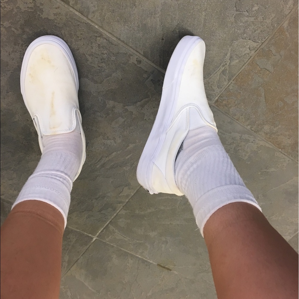 White slip on vans classics