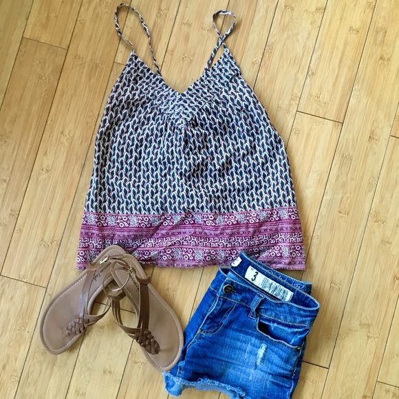aerie Tops - AE Aerie Tie Back Patterned Tank
