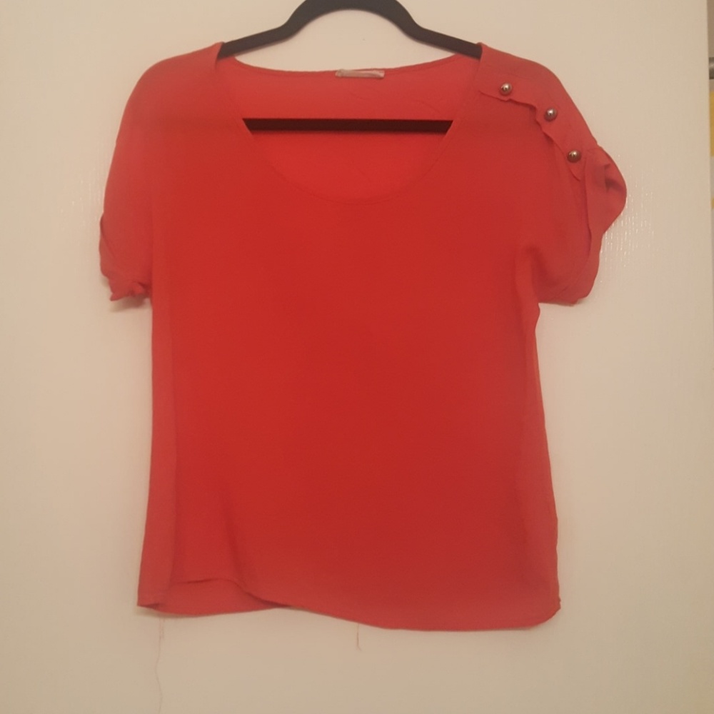 'Edge' orange scoop neck blouse