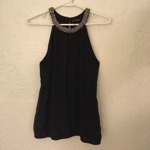 Black tank blouse with beaded neckline