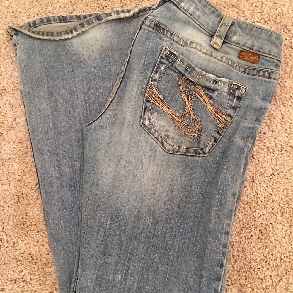 Silver denim jeans