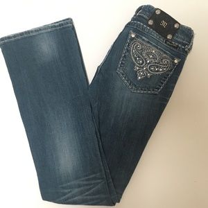 Miss Me Bootcut Jeans with Rhinestone Embroidery