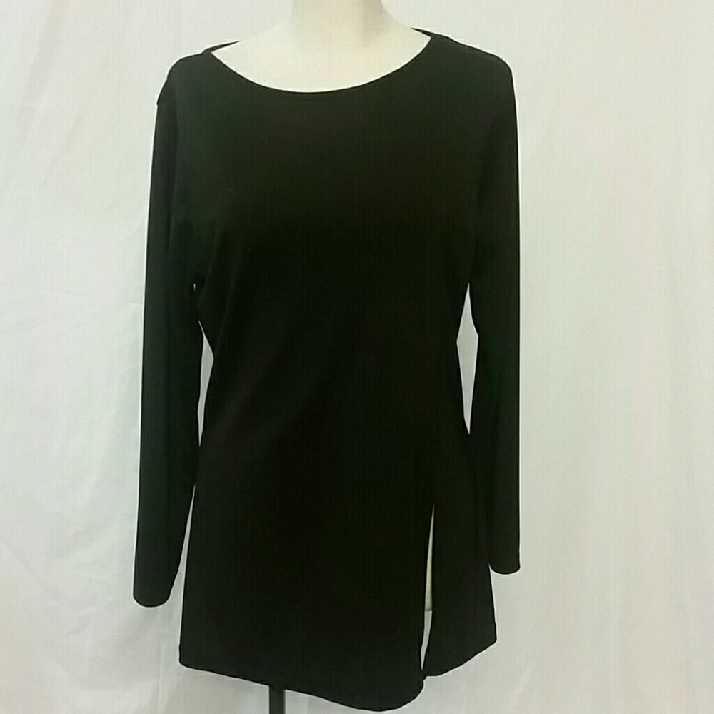 Spiegel short mini dress black blouse long sleeve