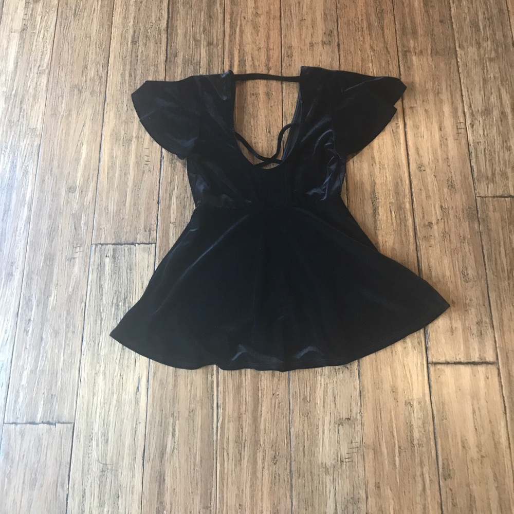 Short Sleeve Velvet Peplum Top_4
