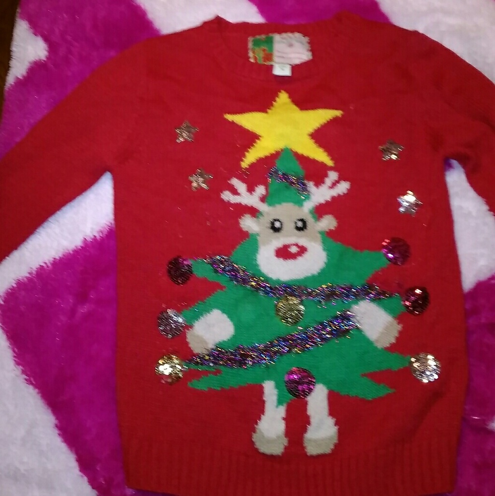 Girls light up Christmas sweater