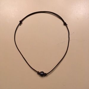 Pearl necklace adjustable black