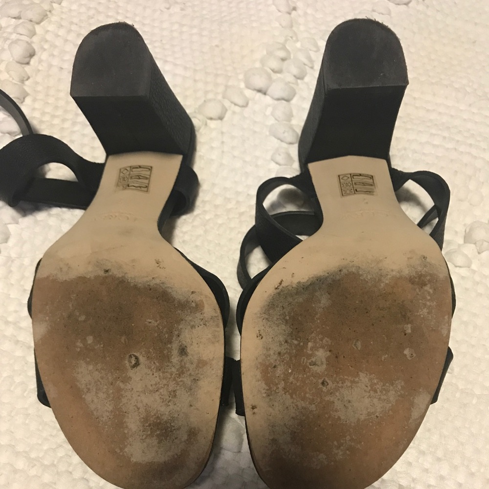 J. Crew Black Buckled Mid Heel Leather Sandal - Picture 4 of 4