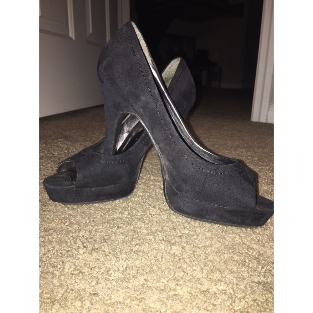 Candies suede peep toe heels