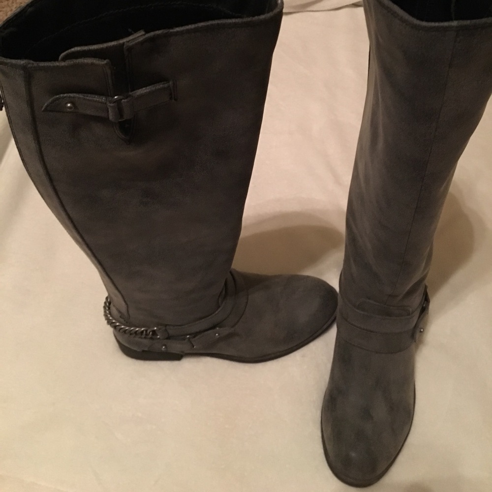 Grey Moto Riding Boots