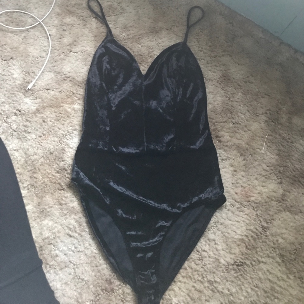 Black velvet body suit