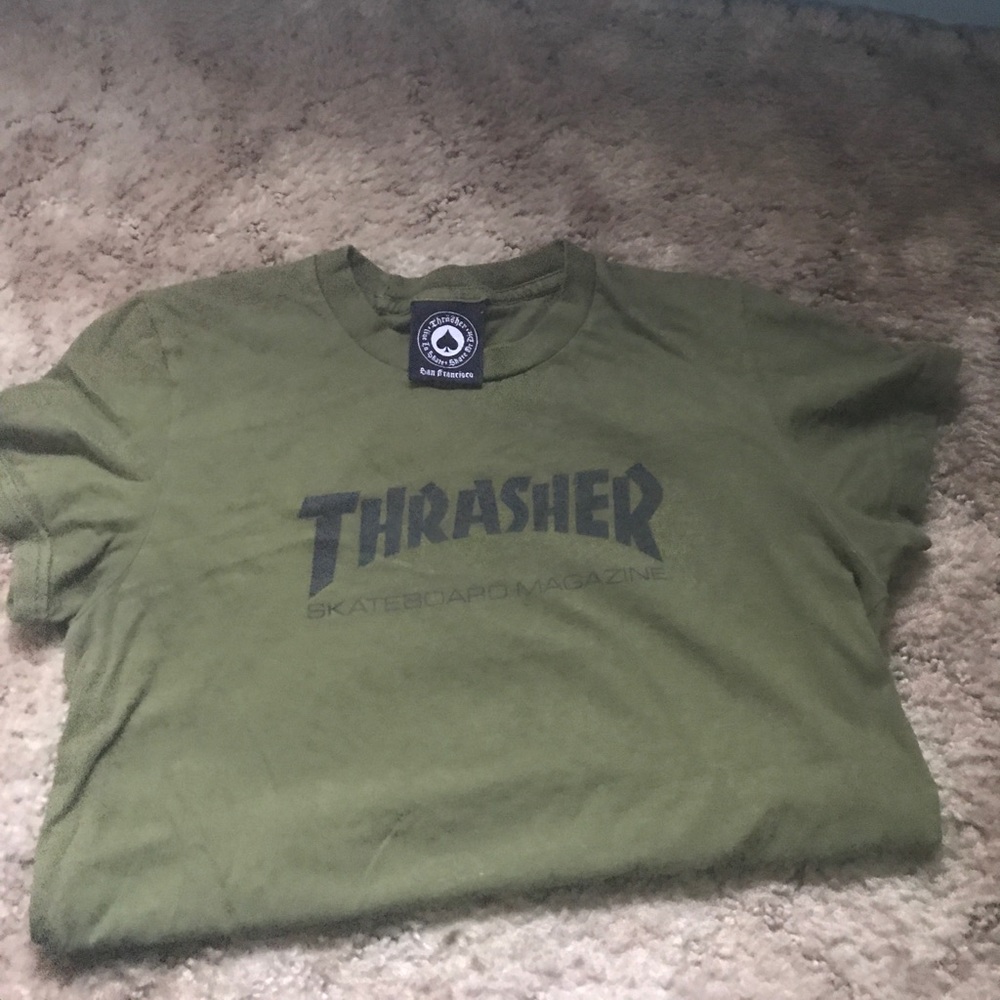 Olive green thrasher tee