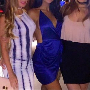 Oh Polly satin navy blue mini dress