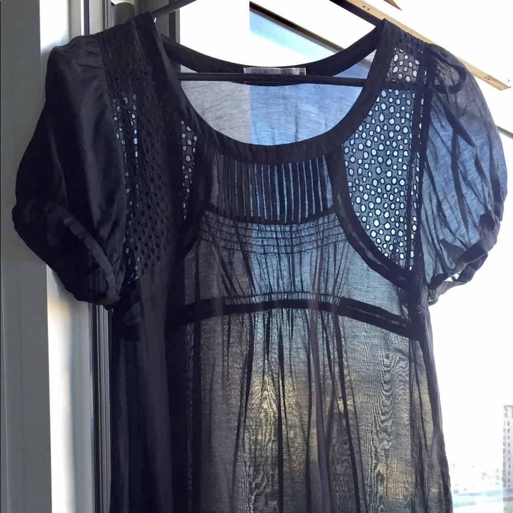 Anthropologie sheer black tunic