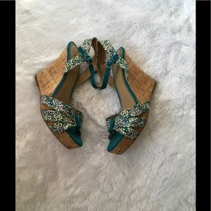 Nordstrom's BP Women's Teal Floral Wedge - Size 8
