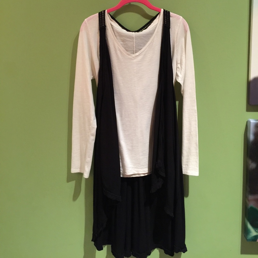 Black rayon long vest