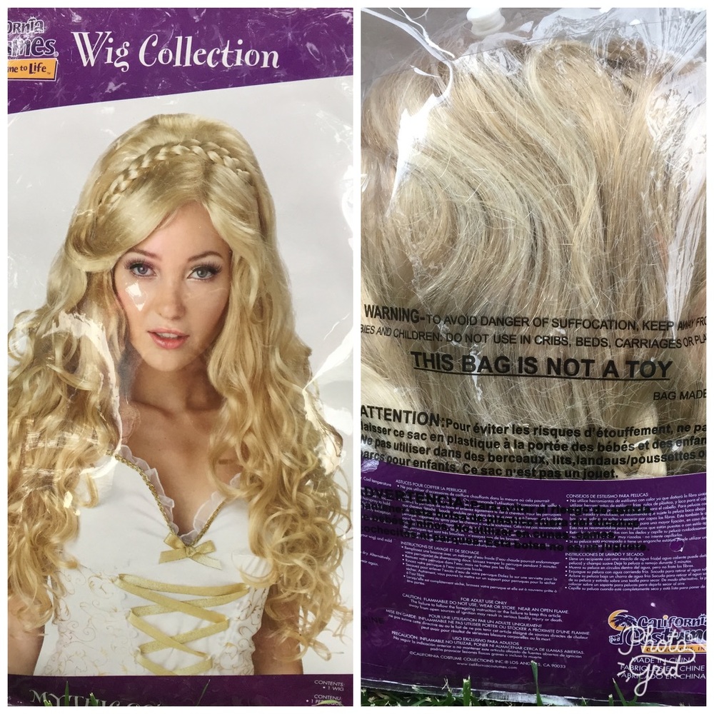 Long blonde wig. Renaissance princess style.
