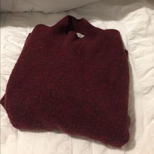 Burgundy Cropped Mock-neck Sweater