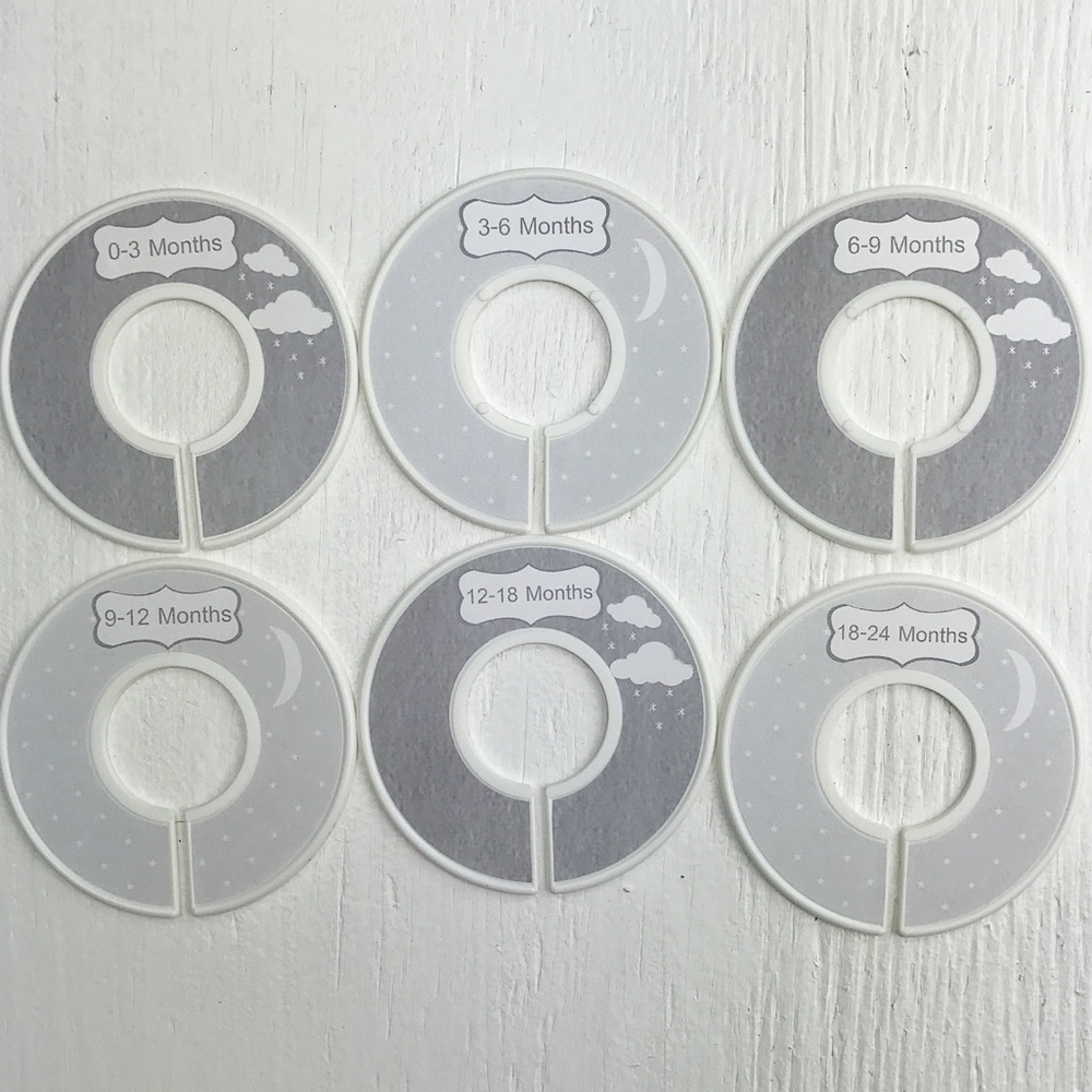 Moon and stars baby closet dividers set of 6
