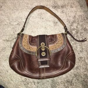 Leather embroidered coach bag!
