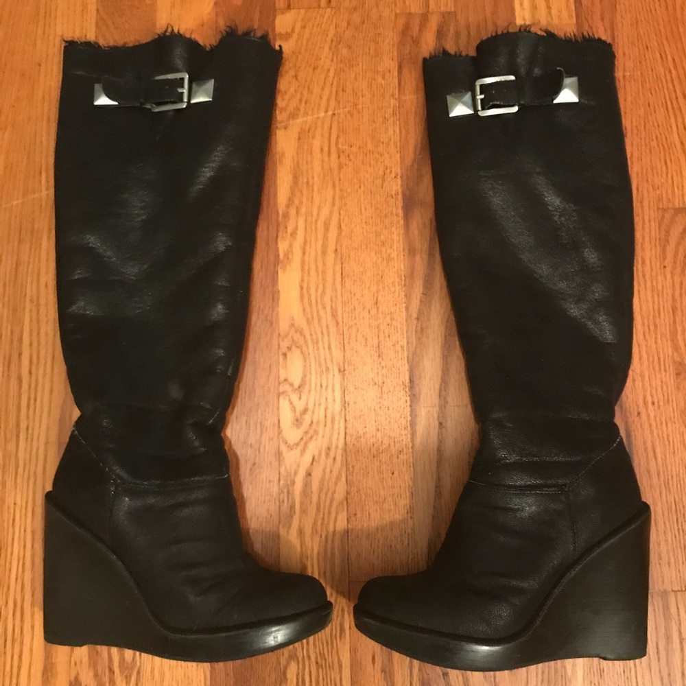 Michael Kors wedge fur lined boots sz 7