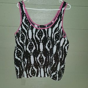 Rue 21 Black White Print with Hot Pink Tank Top