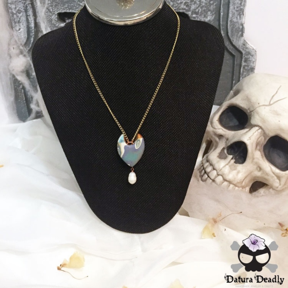 Polymer Clay pearl dangle Pendant Necklace