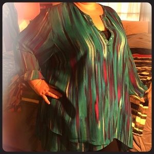 NWOT Gorgeous Teal/Turquoise blouse Catherines 4X