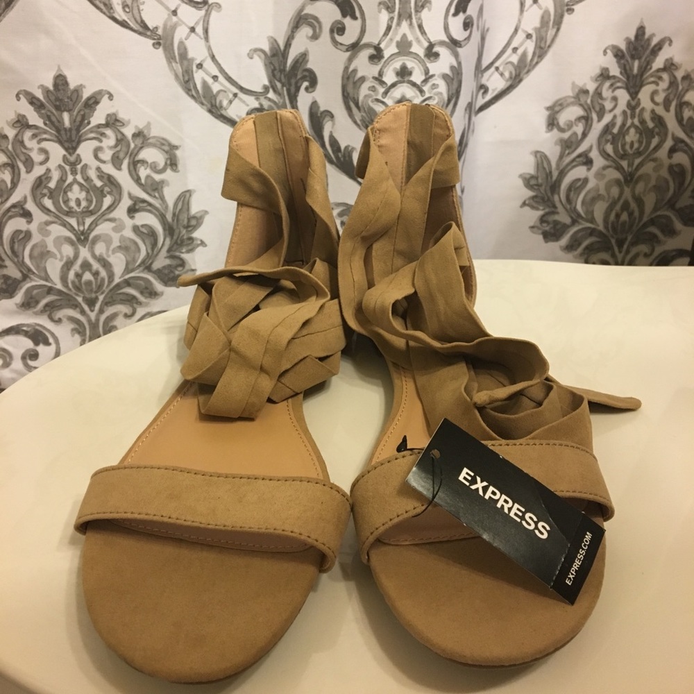 NWT suede tie-up sandals