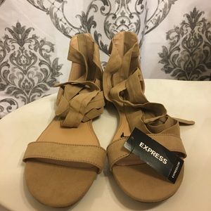 NWT suede tie-up sandals
