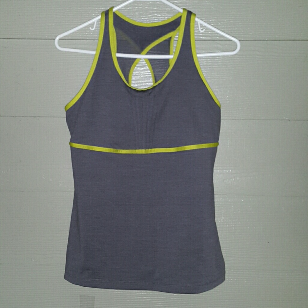 Gray & Chartreuse Yellow Workout/Yoga Tank w Bra