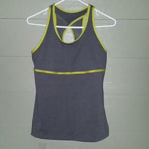 Gray & Chartreuse Yellow Workout/Yoga Tank w Bra