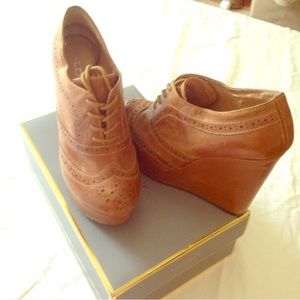 Cognac Leather Aldo Lace-Up Booties