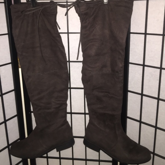 Shoes - Smoke Gray Suede Over The Knee Boots
