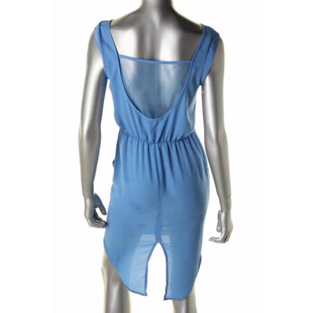 Against Nudity Chiffon Mesh Back Split Hem Dress