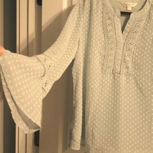 Krazy Kat beautiful detailed top with bell sleeves