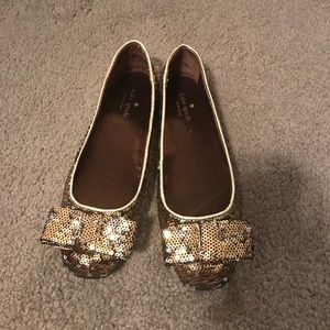 Kate Spade Pale Gold Messy Sequins Flats