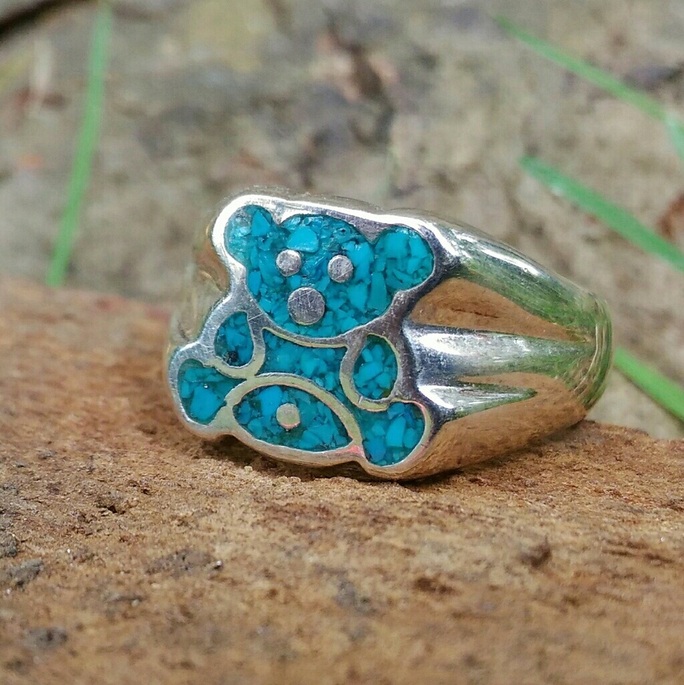 sterling silver bear ring