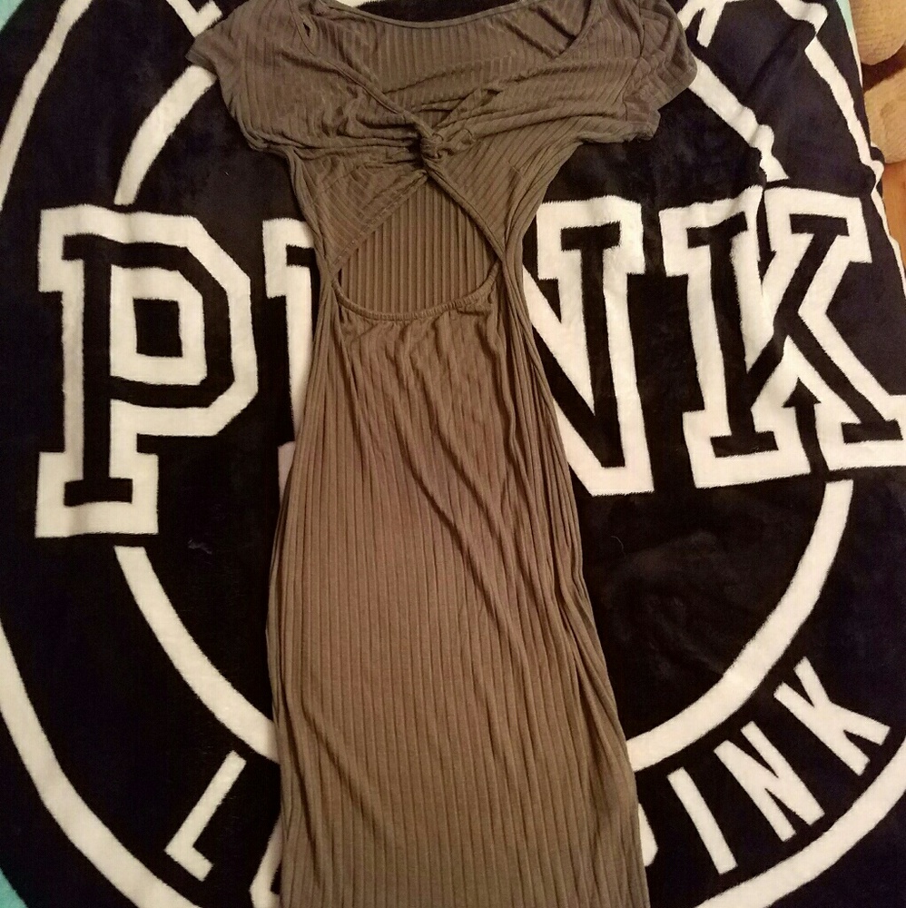 Midi Olive Knit Tight Dress