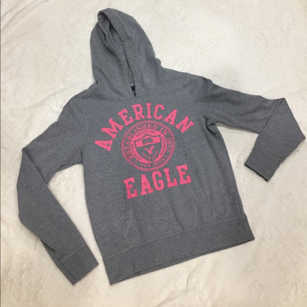 American Eagle Classic Gray & Pink Hoodie