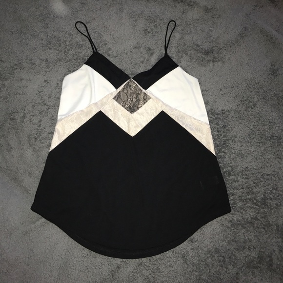 Express Tops - Black and White Lace Top Express Tops - Black and White Lace Top