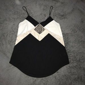 Express Tops - Black and White Lace Top Express Tops - Black and White Lace Top