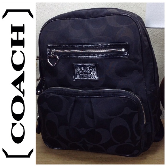 Coach Handbags - Coach Poppy Daisy Black Signature Backpack