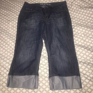 Cuffed Capri Blue Jeans