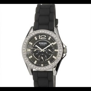 Black Silicone strap Glitz Fossil Watch Black Silicone strap Glitz Fossil Watch