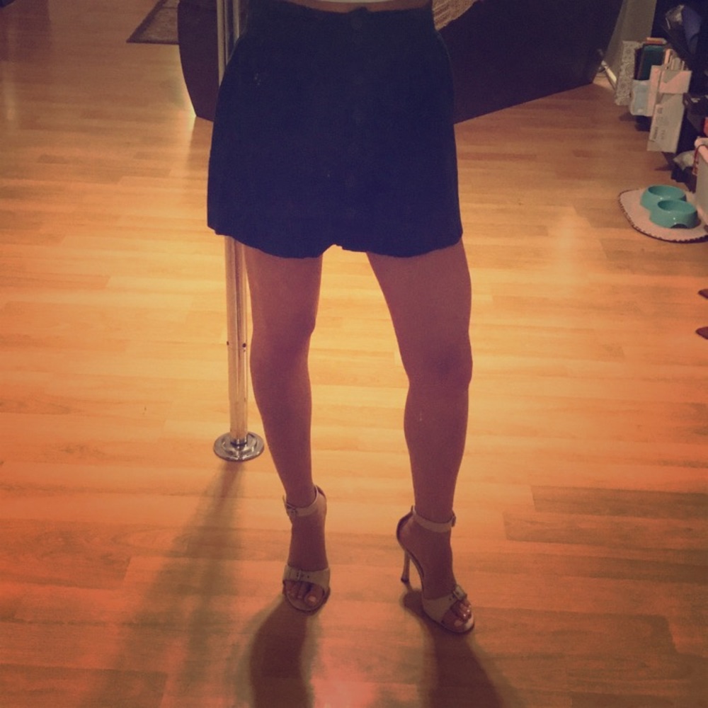 Dark forest green button front mini skirt