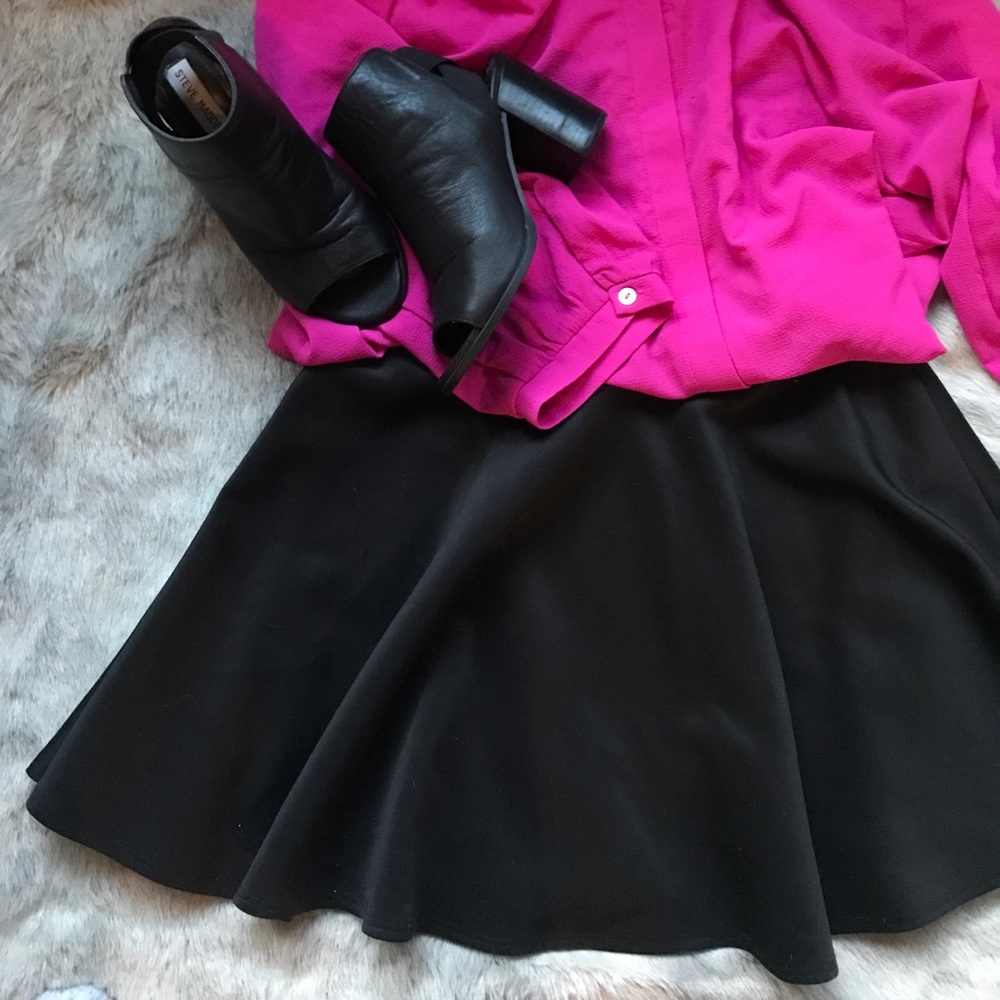 Scuba-knit mini skater skirt